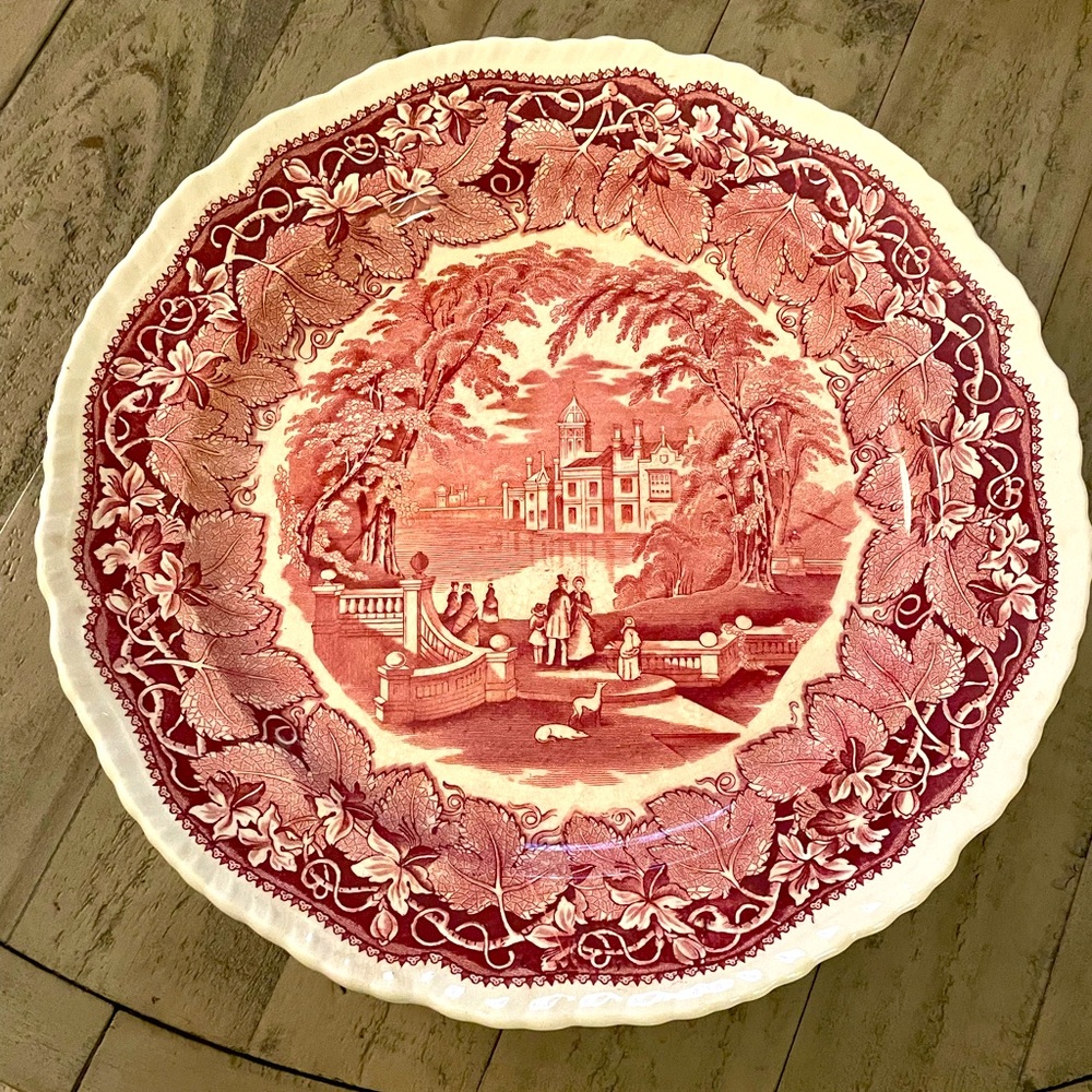 Vintage Mason's Vista Red 13’’ scalloped serving platter